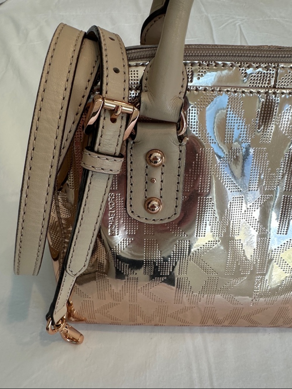 Michael Kors  Metallic Satchel Handbag - Rose Gold - Picture 2 of 6